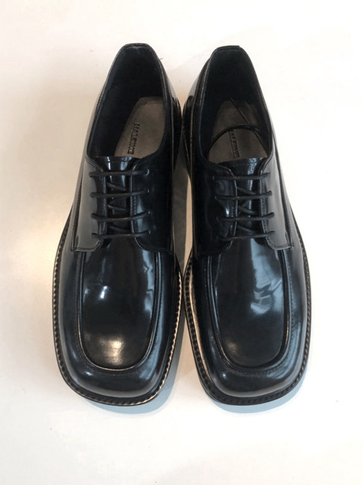 BLACK square toe derby shoes(LH001)