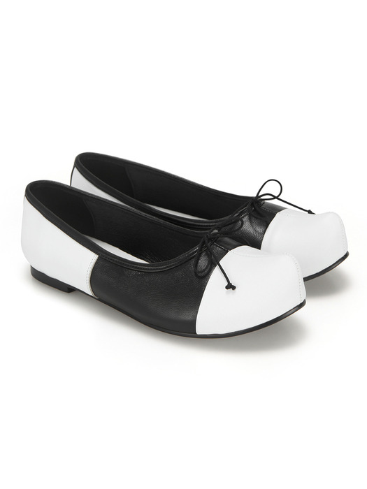 Pointed Toe Ballerina Flats | White/Black