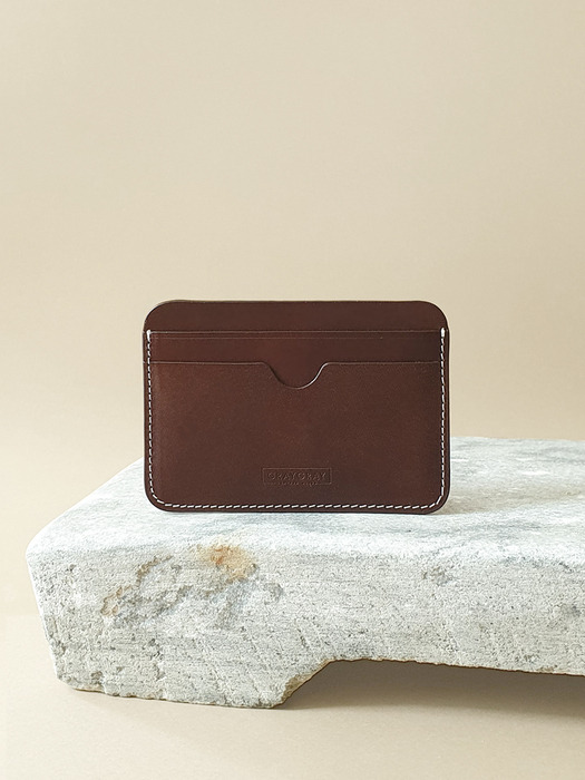 Italian Vegetable Pebble Card Wallet Dark Brown