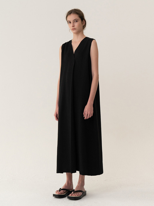 [ESSENTIAL] Soft Linen Dress Black