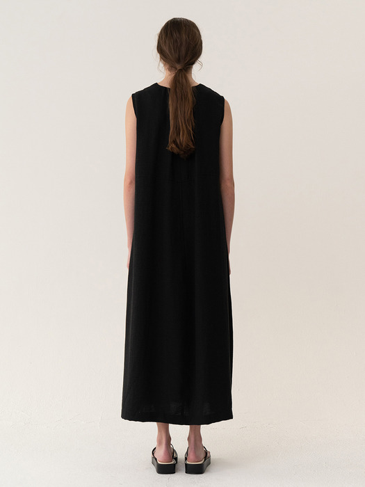 [ESSENTIAL] Soft Linen Dress Black