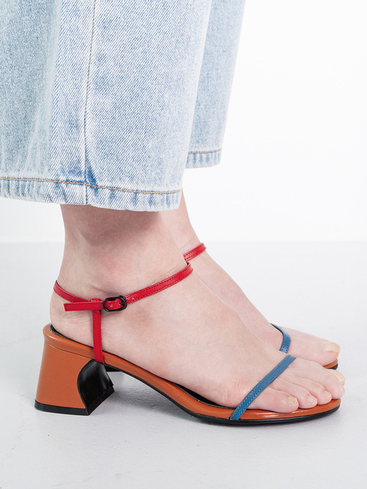 Thin Strap Block Heel Sandals | Multi color