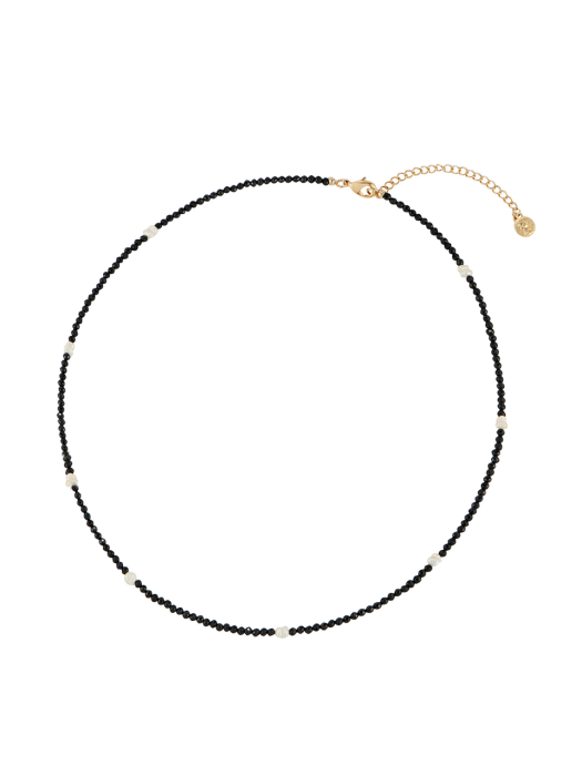 PEARL POINT BLACK BEADS NECKLACE_NZ1038