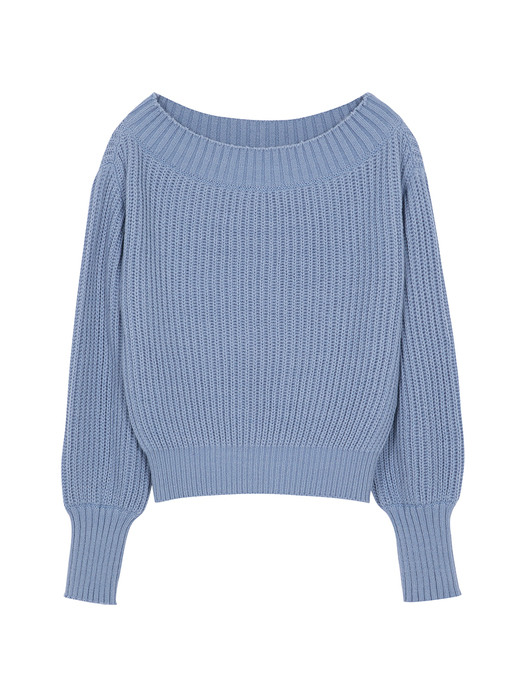 Warmer Off The Shoulder Knit in Blue_VK0AP2220