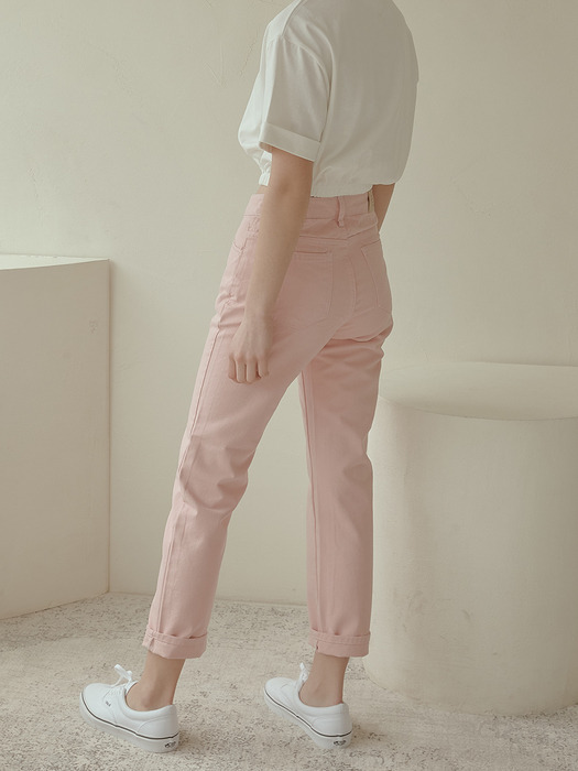 pink straight cotton pants