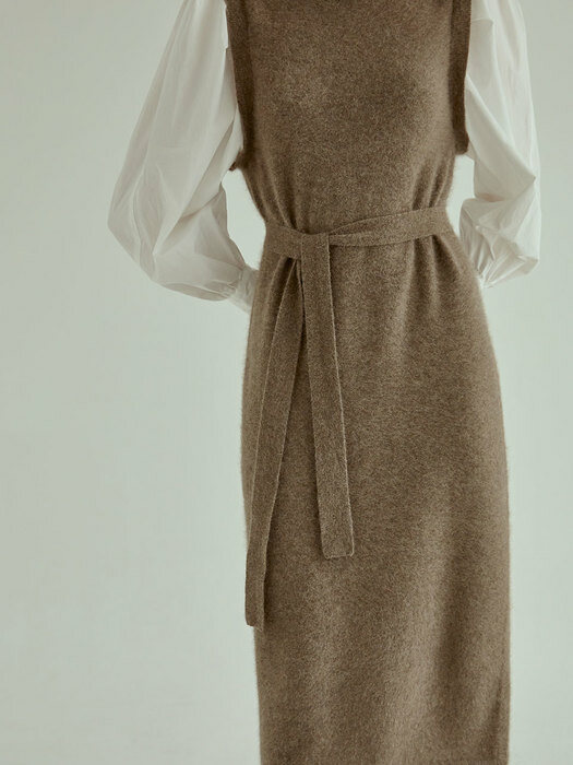 Puff Layered Knit Long Ops[brown]