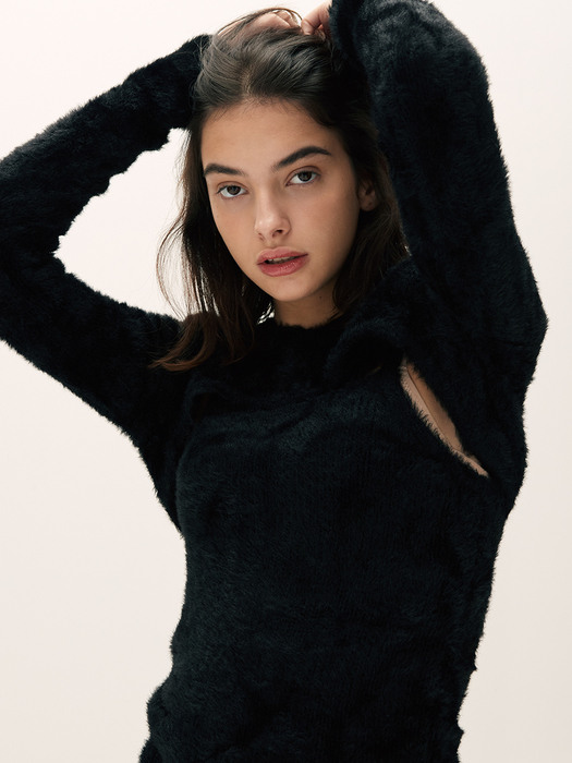 CASHMERE BOLERO KNIT [BLACK]