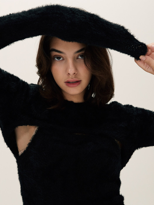 CASHMERE BOLERO KNIT [BLACK]