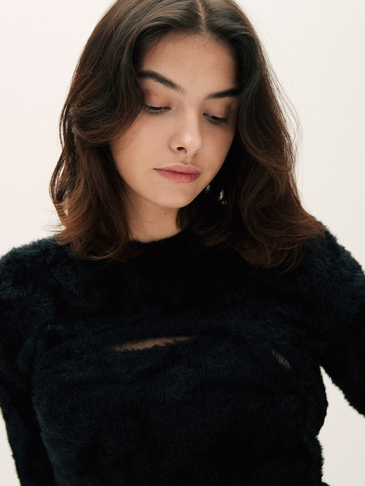 CASHMERE BOLERO KNIT [BLACK]