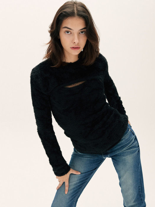 CASHMERE BOLERO KNIT [BLACK]