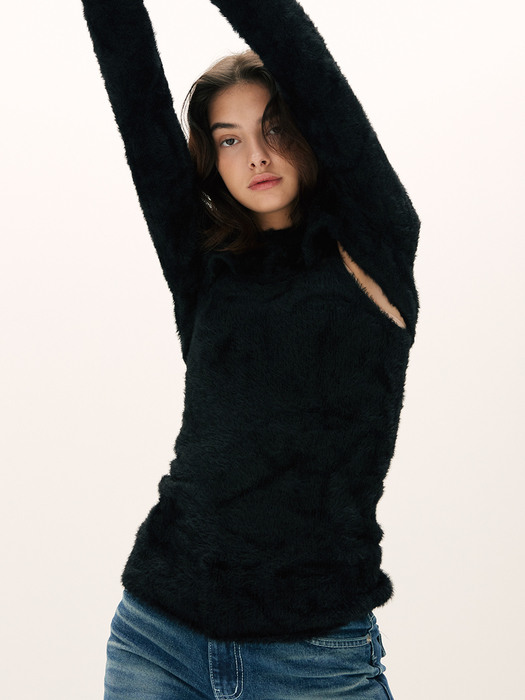 CASHMERE BOLERO KNIT [BLACK]