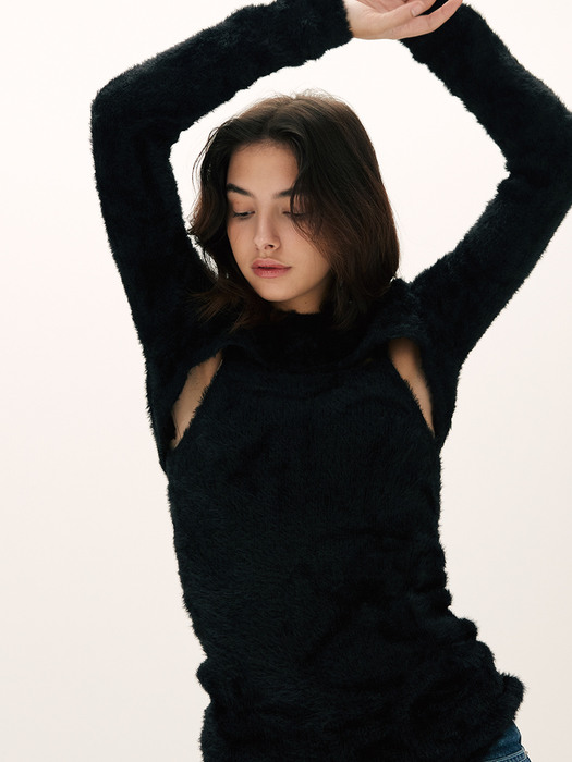 CASHMERE BOLERO KNIT [BLACK]