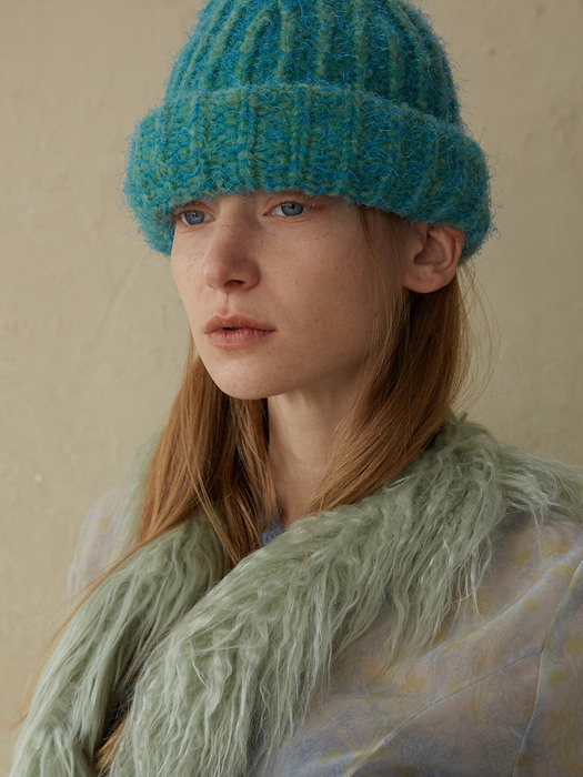 POPCORN KNIT HAT_BLUE GREEN