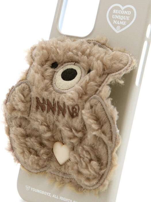 SUN CASE PATCH FLEECE BEAR MOCHA CREAM