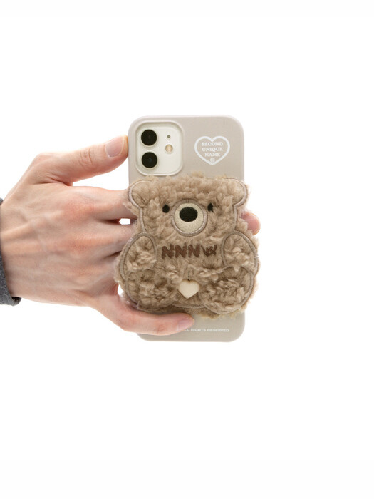 SUN CASE PATCH FLEECE BEAR MOCHA CREAM