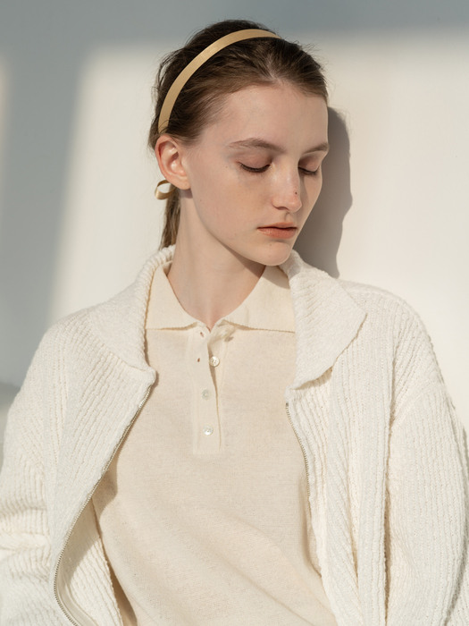 Point collar knit_Ivory