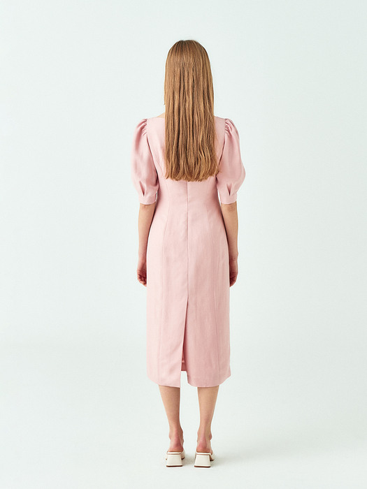 Square Neck Line Dress in Pink