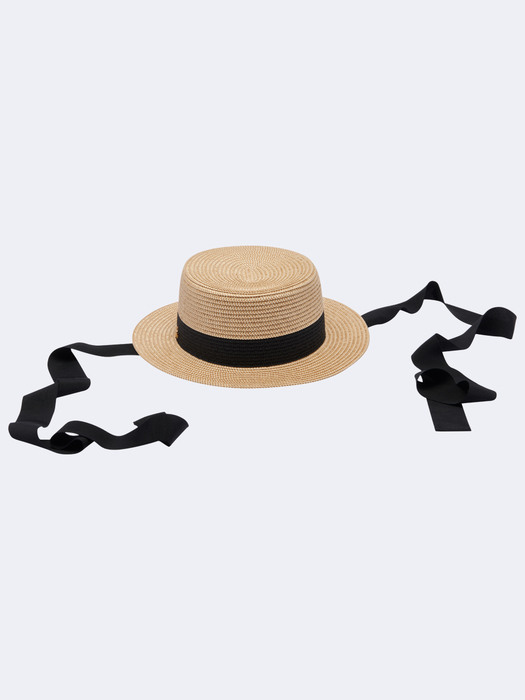 Black Trim Boater Hat