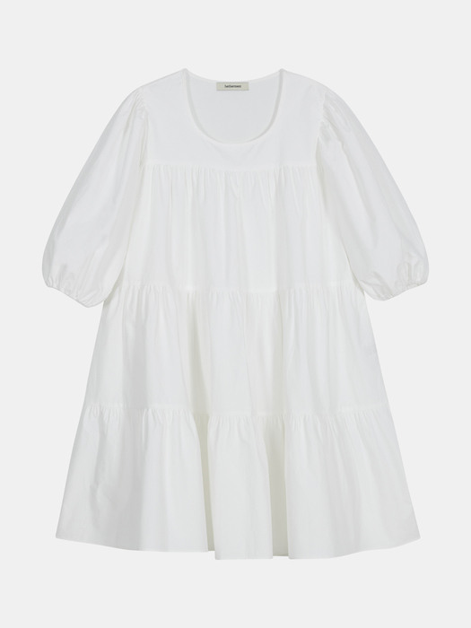 volume sleeve cotton dress (white)