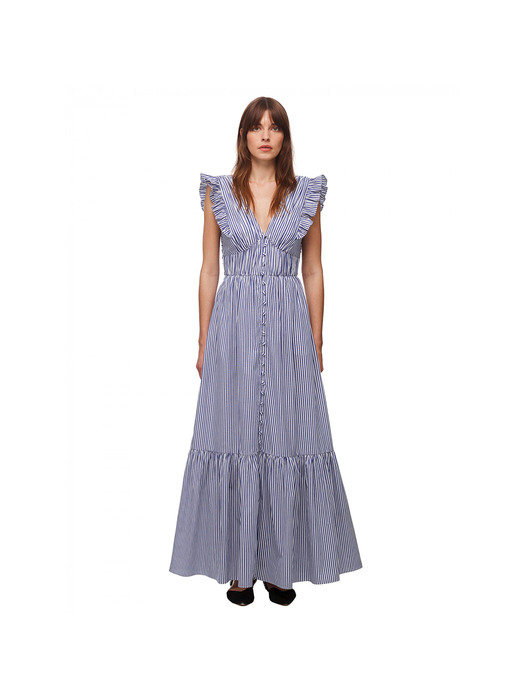 스트라이프 코튼 멕시 드레스 (SS21-036A)