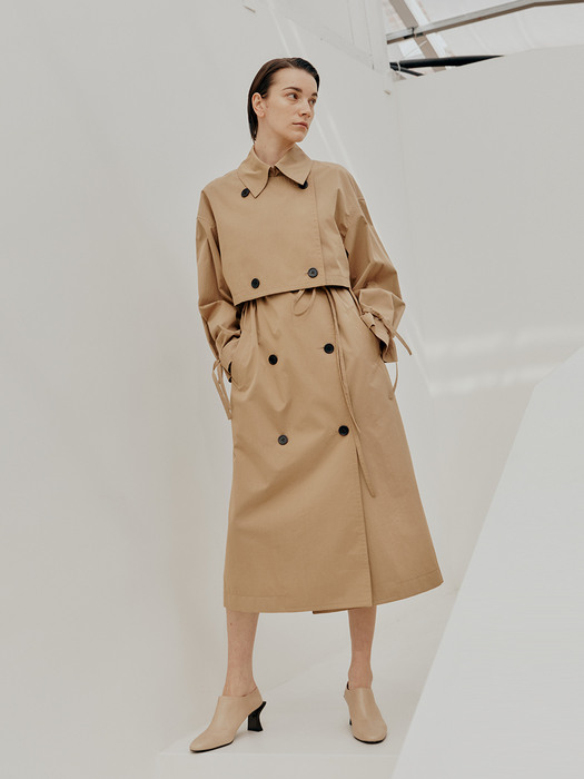 Beige Layered Trench Coat (JUSC201)