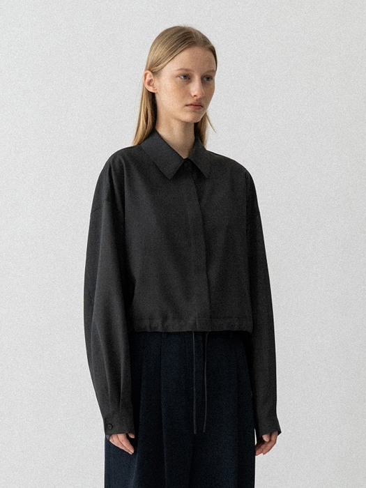 String Cropped Shirts / Charcoal