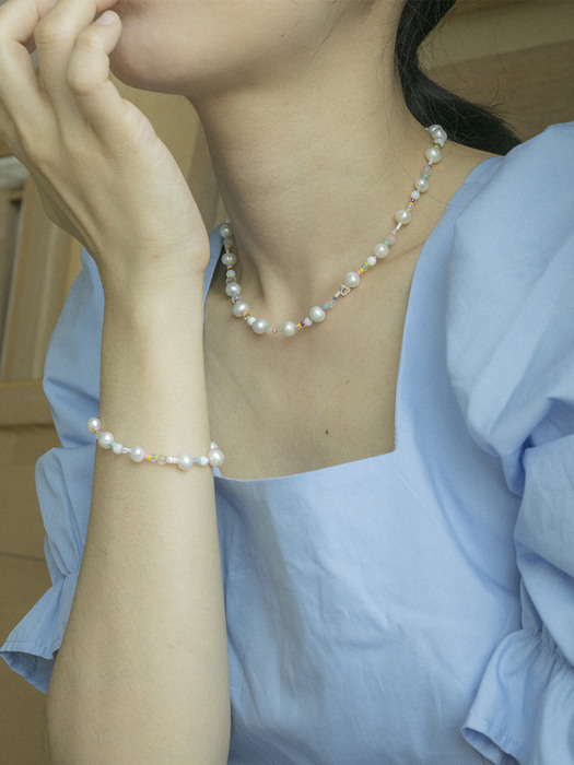 [단독]Pastel cotton candy(925 silver) necklace & bracelet