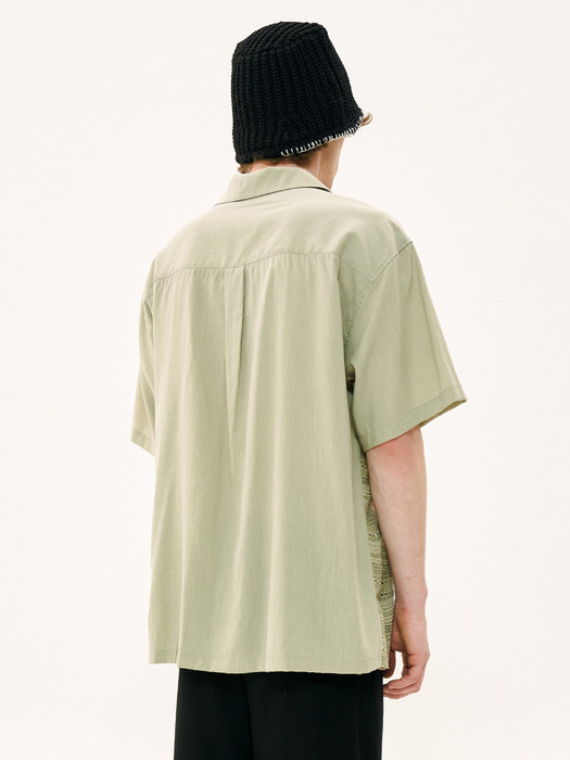 OPEN COLLAR LACE SHIRTS_[OLIVE]