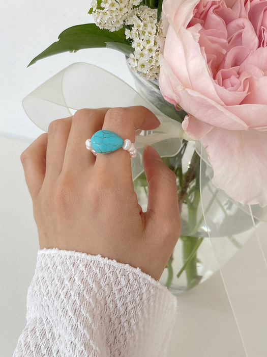 TURQUOISE PEARL RING