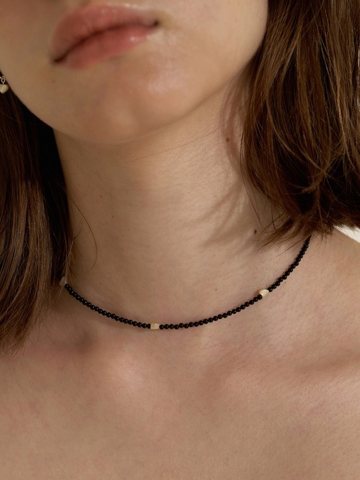 Black Onyx & Heart  Choker