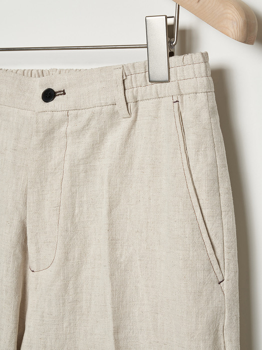 LINEN BENDING PANTS [Natural]