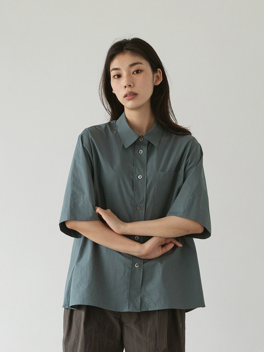 21SS Women Reporter Shirt (Slate Blue)