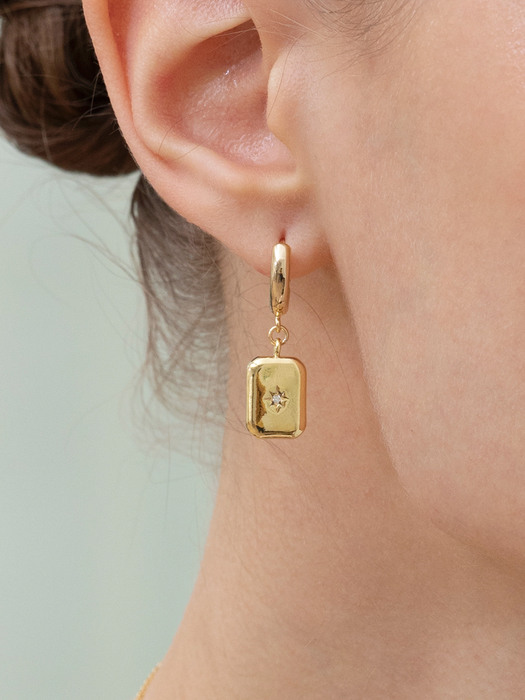 gold bar one touch earrings