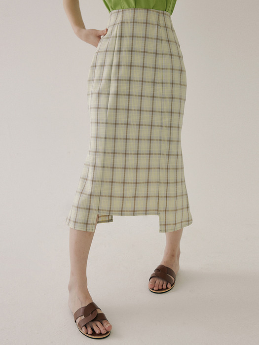 KST MERMAID CHECK SKIRT YELLOW