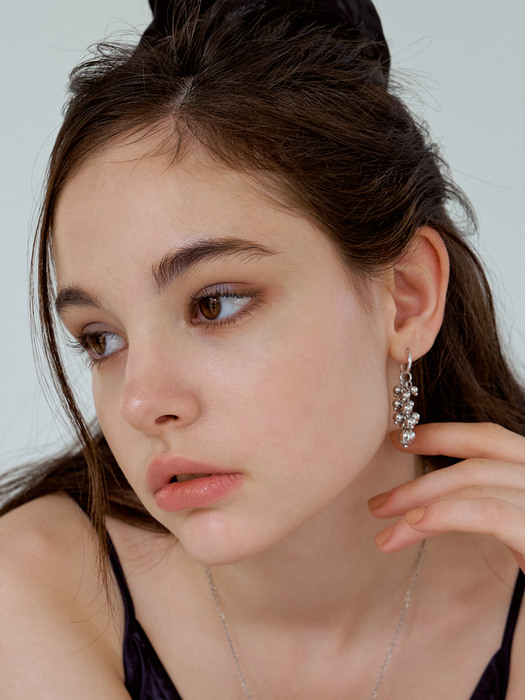 silver cluster earring
