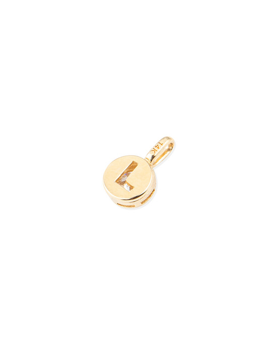 Round Bezel Initial Pendant (14K Gold) #P17