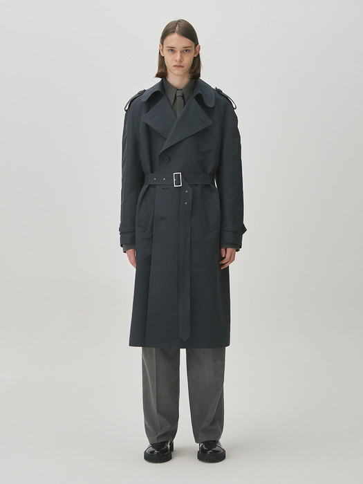 COTTON BLENDED CLASSIC TRENCH COAT NAVY