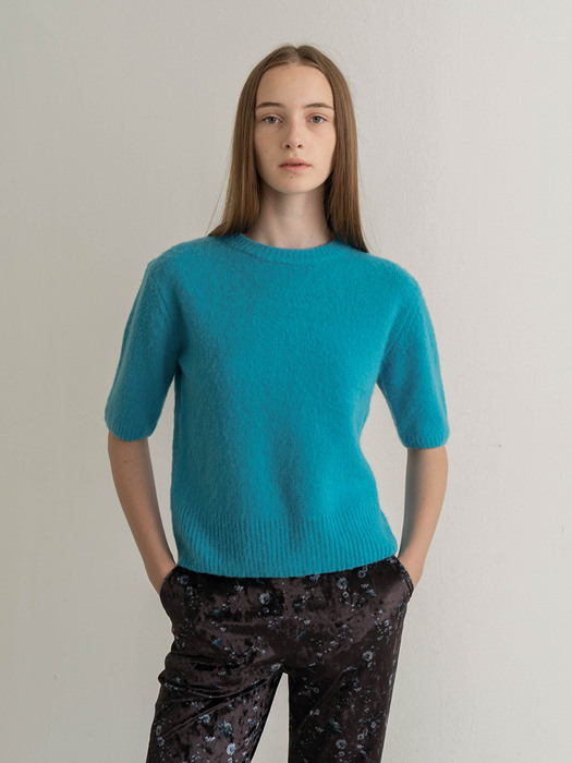 Brushed Knit Top - Turkish blue