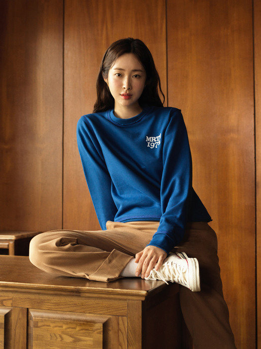 MARITHE W RAW EDGE SWEATSHIRT blue