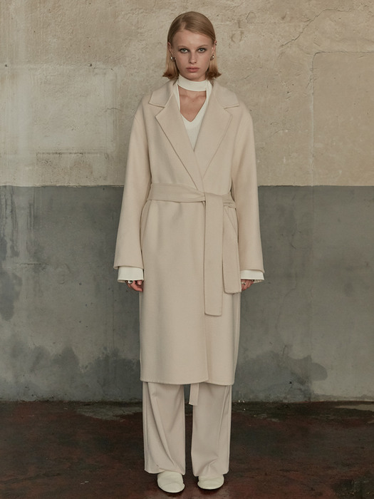 MANET Cashmere Blended Wool Coat_Elegance Ivory