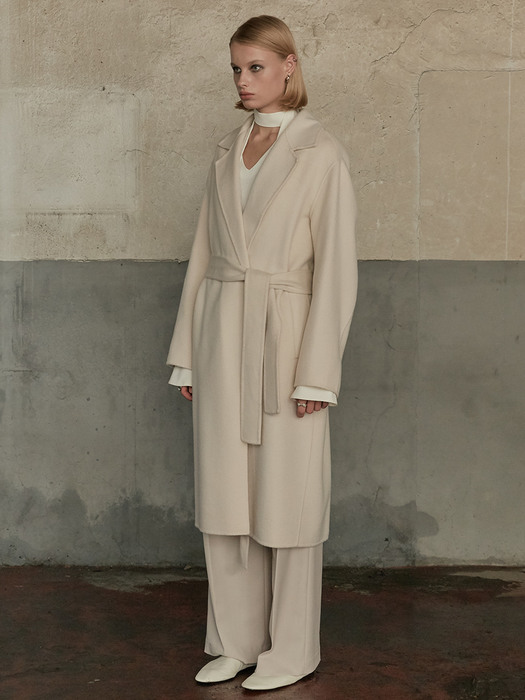 MANET Cashmere Blended Wool Coat_Elegance Ivory