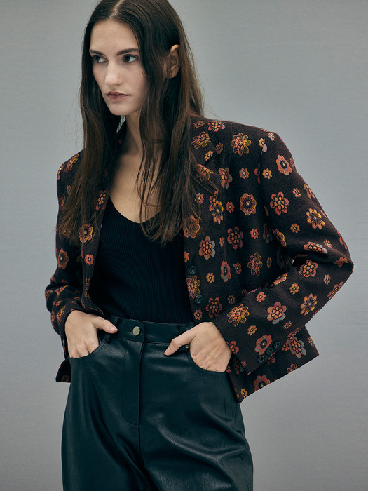 Flower Jacquard Short Jacket