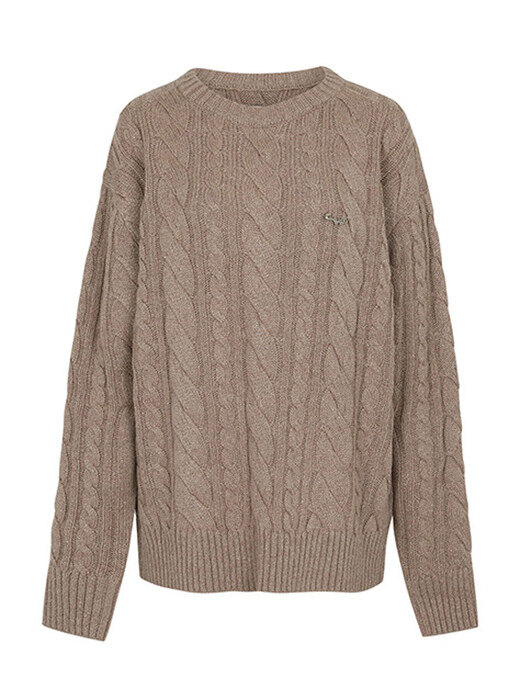 GLITTER CABLE KNIT TOP_BROWN (EEOO4NTR02W)