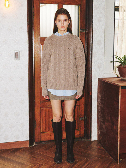 GLITTER CABLE KNIT TOP_BROWN (EEOO4NTR02W)