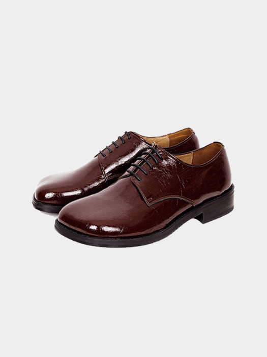 CRACK LEATHER UGLY DERBY SHOES_BROWN