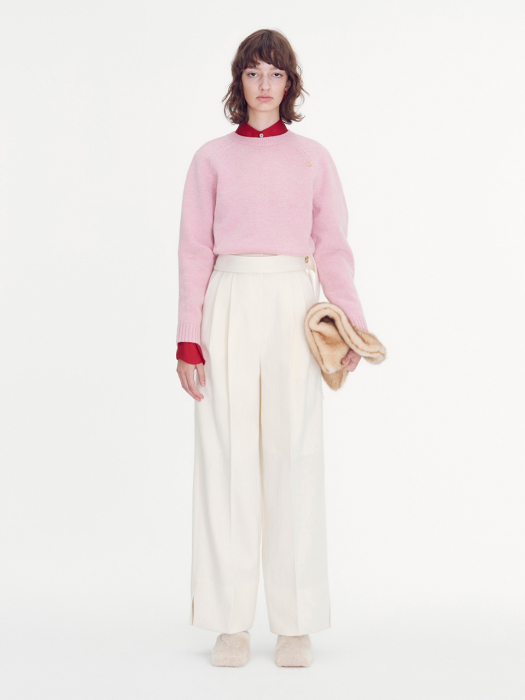 VIRGIN-WOOL HIGH-RISE WIDE TROUSERS (IVORY)