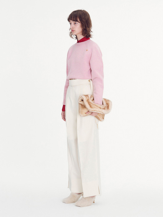 VIRGIN-WOOL HIGH-RISE WIDE TROUSERS (IVORY)