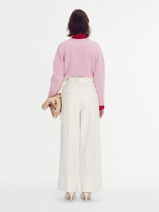 VIRGIN-WOOL HIGH-RISE WIDE TROUSERS (IVORY)