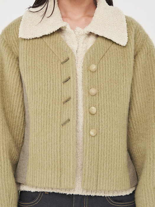 TONE VOLUME CARDIGAN JACKET IN GREEN