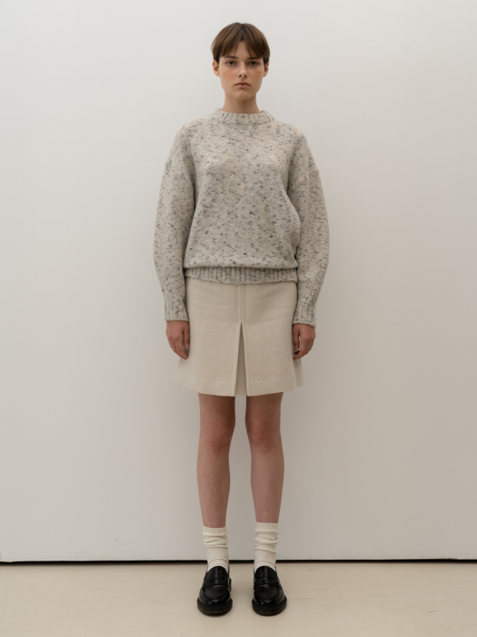 Wool Slit Skirt_Ivory